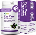Eye Care kapsulas, iepakojums ar 60 Lutein 20mg un Maqui Berry 60mg Servings, acu veselības bagātinātāji pieaugušajiem