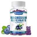 Magnijs Glicerīns Gumijas 1000mg ar magnija L-treonātu,Helēts magnija kālija komplekss Papildinājums ar VitD, B6, CoQ10, Kalcijs, Atmiņas, Kalcijs, Mood - 90 Gummies Mellenes