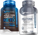 Herbtonikas Ābolu Sidra Etiķis Kapsulas Plus Keto BHB ; Tauku deglis & Svara zaudēšanas papildinājums sievietēm un vīriešiem - Foli-Tonic DHT bloķētājs & Matu izkrišana papildinājums; Ārstēšana ar matiem