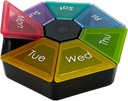 EZY DOSE Weekly Pill organizētājs un plānotājs, Travel Pill Planner, 7-Sided, Varavīksnes krāsas