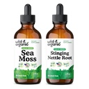 Savvaļas un organiskās jūras sūnas Tinktūra 4 fl oz & Stinging Nattle Root Tinktūra 4 fl oz
