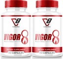 NutraRize (2 Pack) Vigor 8 vīriešiem, Vigor 8 tabletes Vīriešu uzlabojošā formula, Vigor 8 papildkapsulas Test Boost, Vigor8 Stamina Booster Reviews Horny Goat Weed Tongkat Ali (120 kapsulas)