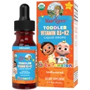 MaryRuth Organics CoComelon Vitamīns D3 K2 Šķidrums Pilieni toddlers ) Vitamīns K2 D3 Papildinājums bērniem Laikmets 1-3 ) Kalcija Uzsūkšanās ) Stipri kauli ) USDA Organiski kauli ] Bez cukura