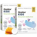 OraTicx Kids Dental Probiotics for Anti-Cavity + Healthy Teeth and Gums, 8 miljardi KVV Probiotikas mutes dobuma veselībai, Jogurts Flavor 2-Pack