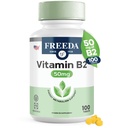 Freeda B2 vitamīns Riboflavīns 50mg – enerģijas un nervu sistēmas atbalsts – Košers, Vegans, bezglutēna B2 papildinājums smadzenēm un metabolismam – (100 Ct)