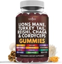 JAUNS AGE Sēņu Lion's Mane Papildinājums Gumijas - Sēņu Papildinājums ar Reiši, Cordyceps - 60 grāfs
