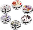 6Pcs Eleganta Pill Box Case, CREATIE-PRO Portable Medicine Tabletes Vitamīna turētājs Organizators ar 3 komponenti Purse kabatas Travel - Praktisks un modes(6 paraugi, 1.6 collas)