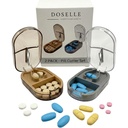 2PCS - Pill Cutter Splitter ar Mini Pill Box – Pill Cutters maziem vai lieliem Pill Professional – 4 Way Pill Splitter 1/4 - Pill Splitter ar Centering Device – Gray & Brown