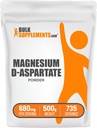 BulkSupplements.com Magnija D-aspartāta pulveris - Magnija papildinājums, augsta absorbcija Magnijs, magnija aspartāta pulveris - nesatur lipekli, 680mg (49mg magnija) uz vienu Kalpotāju, 500g (1,1 mārciņas)