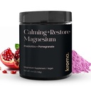 Kroma Calming + atjaunot magnija pulveris – magnija citrāts ar L-teanīnu relaksācijas, miega cikls un gremošanas atbalsts – Muskuļu atgūšanas papildinājums – Granātābolu Flavor – 4.4 oz, 30 Kalpo