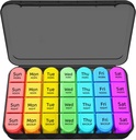 Zoksi 7 Day Pill organizētājs 4 reizes dienā, Weekly Pill Box, Travel Pill Case, Daily Medicine Organizators, Medikamentu Konteiners ar 28 Pārnēsājami sastāvi zivju eļļām, vitamīniem vai uztura bagātinātājiem (melns)