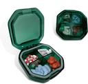 Travel Pill Organizators - Izturīgs, ūdensnecaurlaidīgs Pill Case Travel Izmērs ar 4 iecirkņiem - Compact Pill Travel Case for Vitamīni, Piederumi, Medicīna - Travel Pill Container for Purse (zaļš)