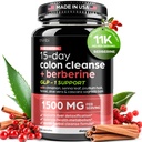 Advanced Ketogenic Colon tīrīt ar Berberine 1500mg – 15 dienu Parasite Detox vīriešiem un sievietēm – Extra Strength Formula ar Senna Leaf ātra aizcietējuma atvieglošana, Gut veselība un uzpūšanās samazināšana