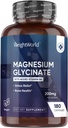 SvarsPasaules magnija glicināta kapsulas 200 mg - 180 kapsulas (3 mēneši) ar vitamīnu B6 - Biopieejamās magnija glicināta piedevas - trešās puses testētas, vegans, ne-GMO, un bez alerģiju