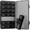 Katru nedēļu Pill organizētājs 7 diena 3 reizes, Portable Pill organizētājs, BPA bezmaksas Pill Case, Travel Daily Pill Box Atgādinājums, Medikamentu organizētājs Vitamīniem, papildinājumi (Black1)