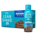 GNC Lean Shake 25 Olbaltumvielu sakratīšana, klīniski pierādīta svara kontrole, uztura aizstāšana, 25g Olbaltumvielas ar nulles pievienoto cukuru, gatavs dzeršanai, cepumi un krēms, iepakojumā pa 12