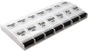 EZY DOSE Push Poga (7 dienu) Pill Case, Medicine Planner, Vitamīnu organizators, 2 reizes dienā, AM/PM Konteiners, X-liels Iedalījumi, Artrīts Friendly, Viegli lietot, Skaidras Lids, Skaidrs / Melns, BPA bez