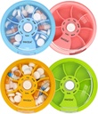 INVODA Weekly Pill organizators 7 iecirknis Rotācijas Pill kaste ikdienas medikamentiem un vitamīniem - Portable Travel Pill Case Zivju eļļas bagātinātāji Vitamīnu organizators (4PCS)