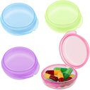 4 Pcs Mini Pill Organizators Small Pill Box Cute Portable Pill Case for Pocket Purse Travel Storage Containers Earplug Case Medicine Dispenser Vitamīna turētājs (Blue+Pink+Purple+Green)