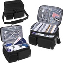 Double Layers Medicine Bag ar izolētu iecirkni Pill pudele organizētājs ar slēdzamu rāvējslēdzēju,Ceļot medicīna organizētājs ar Soft plecu Straps par Pill pudeles, medicīnas piederumi