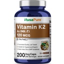 NusaPure K2 vitamīns MK7 120 μg 200 Veggie vāciņi (bez sojas, ne- GMO, vegans)