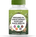 Superfood MD Oregano Oil Ķiploki Extract Olive Leaf Black Seed Oil Astragalus- sievietēm un vīriešiem- 60 grāfs