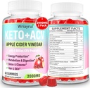 Keto ACV Gumijas ar probiotikām & vitamīns B12, 2000mg Ābolu sidra Etiķis Gumijas ar māti, Metabolismam, Gremošanas, Detox & Tīrīšana, Bez cukura, Vegan-Draudzīgi, 120 Gumijas