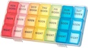 kiniza Mazas nedēļas tabletes organizētājs, 3 reizes dienā Travel Box ar atvērtu dizaina turētāju Sastāvi Mitrums-Proof Pārnēsājams draudzīgs iepakojums papildinājumiem, vitamīnu, zāles