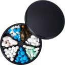 Metāla Pill Dispenser Pill Organizators ar 7 iecirkņiem - Heavy Duty Anti-Mix Pill Konteiners, Liels ūdensnecaurlaidīgs Daily Pill kaste vitamīnu, medicīna, Papildinājums, Zivju eļļa, 0.39lb (melnā)