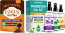 Venture Pal Mushroom Coffee & Magny Oil Spray Bandle: 12 in 1 Kafija ar Ashwagandha priekš Focus & Immunity + 3 Iepakojumi Pure Magnija Spray relaksācijai, Miega un muskuļu atvieglojums - 40 Pasniedz
