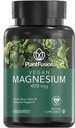 PlantFusion Vegan Magnijs 400 mg Diētiskā papildinājums, Muskuļi, Kauli, Sirds un Relaksācijas atbalsts, 90 Vegan kapsulas