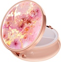 Rouidr Pill Box, 3 iecirkņu Medicine Pill Case, Small Metal Travel Medicine Box for Purse & Pocket, Rose Gold, Gold Pink Marble