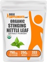 BulkSupplements.com Organic Stinging Nattle Extract Powder - Nettle Leaf Extract, Herbal Papildinājums - Vegan & Gluten Free, 750mg per Serving, 250g (8.8 oz) (iepakojums no 1)