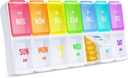 ZIKEE Varavīksnes Weekly Pill organizators 2 Reizi dienā, lai viegli izsekošana, AM PM Pill Case, liels 7 Day Pill Box divreiz dienā, BPA-free medikamentu organizators tabletes, vitamīni, zivju eļļas, papildinājumi