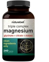 Magnija komplekss 1,000mg, 240 Kapsulas; Trīskāršs magnija komplekss ar glicinātu, citrāts, malāts; Čelēts un attīrīts; Kauls, sirds un muskuļu atbalsts;