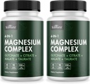 BioSchwartz Magnija komplekss Papildinājums (2 Pack) 350mg Magnija Glicerāts Citrāts Malāts un Taurāts Per Kalpot veselīgi Nervu muskuļi Sirds Miega atbalsts (Vegāns, bez lipekļa, bez GMO)