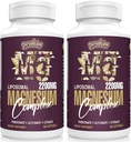 Liposomāls magnija komplekss 2200MG Softgels, Magnija treonāts, magnija glicināts, magnija citrāts, trīs vienā papildinājumā, bez lipekļa, 60 softgeli (120 grādos (2. iepakojumā))