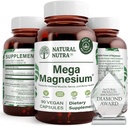 Dabas Nutra Mega Magnijs 400mg Papildinājums - Augsta Absorbcija Aminoskābes Chelate, Citrāts, Malāts Blend muskuļu augšanu, Kaulu stiprums, sirds veselība, nervu atbalsts - 90 kapsulas (iepakojums no 2)