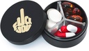 Small Pill Case 3 nodalījumi, metāla apaļas Portable Pill kaste, ūdensnecaurlaidīgs Travel Pill organizētājs, Pocket Purse Medicine Vitamīna turētājs EDC Konteiners (Melns ar pirkstu)