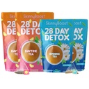 Skinny Boost Detox tējas komplekts – 4 IEPAKOJUMS – 2 dienas Tējas (56 maisiņi) 2 vakara tējas (28 maisi) – augu detokss svaram, vielmaiņai, enerģijai, uzputošanai un koloniju tīrīšanai – zaļā tēja, vegana, Keto, ne-ĢMO, bez cukura