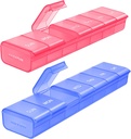 AUVON 2 Pack Weekly Pill organizators, Dual-Color Large Pill kaste vairāku Pill izsekošanai, Pill Box 7 diena ceļošanai, Pill konteiners mājas lietošanai, lai tur vitamīnus, piedevas, zāles