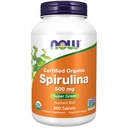 NOW pārtikas piedevas, organiskā spirulīna 500 mg ar vitamīniem, minerālvielām un GLA (gamma-linolēnskābe), 500 tabletes