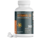 Bronson D3 vitamīns 5000iu (125mcg) 1 gada piegādes veselīgai muskuļu funkcijai un imūnsupportam, ne-GMO, 360 tabletes