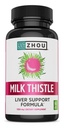 Zhou Milk Thistle - Aknu veselības papildinājums, Silymarin Milk Thistle ekstrakts un pulveris vīriešiem un sievietēm, augu tīrīt atbalsts, vielmaiņas veselība - 60 Vegetarian kapsulas
