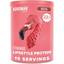 BIRDMAN Fitmingo Vegan Olbaltumvielu pulveris ar inozitolu, kolagēna pastiprinātājiem, hialuronskābi un vitamīniem; zems ogļhidrātu saturs; bez piena; zems kaloriju saturs; 23g melleņu proteīna pulveris ar mioinozitolu.