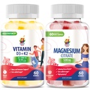 Vitamīns D3 K2 Gummies 5000 SV - imūnā un kaulu supora un magnija gumijas bērniem un pieaugušajiem - 500 mg