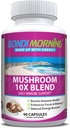 Sēņu komplekss Imūnās atbalsta papildinājums – 10X Blend ar Cordyceps, Reishi, Lion’s Mane, un Chaga Sēnes smadzeņu veselību, dabas enerģijas Boost, un imūnā aizsardzība, 60-Count
