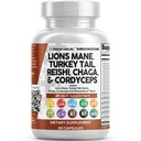 Tīrs Nutraceuticals Lions Mane 20in1 Sēnes Papildinājums ar Turciju Aste Reishi Cordyceps Chaga Maitake Meshima Poria Cocos Shiitake Oyster Porconi Enoki - 1 iepakojums