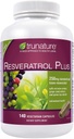 TruNature Resveratrol Plus, 250 Milligram Standartizētās Trans-Resveratrol 140 Veģetārās kapsulas