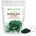Z Dabiskie pārtikas produkti Organiskais Spirulīna pulveris - 100% Pure Spirulina, Nutrient-Dense Blue-Green Algae Superpārtika ar aminoskābēm, 15x Beta-karotīns - Maisījums Gludumos, Jogurts, Receptes, 1 lb